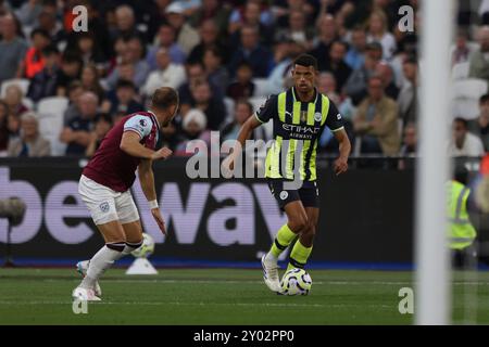 Matheus Nunes aus Manchester City am Samstag, den 31. August 2024, beim Premier League-Spiel zwischen West Ham United und Manchester City im London Stadium in Stratford. (Foto: Tom West | MI News) Credit: MI News & Sport /Alamy Live News Stockfoto