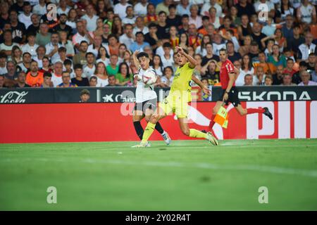 Diego Lopez von Valencia CF wurde während des Spiels zwischen Valencia CF und Villareal FC im Mestalla Stadion gesehen. Endergebnis; Valencia CF 1:1 Villa Stockfoto