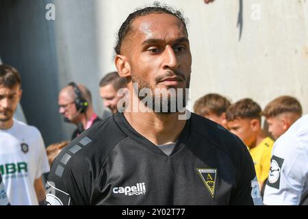 Aachen, Deutschland. 31. August 2024. Kevin Goden (Alemannia Aachen, 11), Porträt, Porträt, 31.08.2024, Aachen (Deutschland), Fussball, 3. Liga, Alemannia Aachen - Erzgebirge Aue, Fussball, 3. LIGA, ALEMANNIA AACHEN - ERZGEBIRGE AUE, DFB/DFL-VORSCHRIFTEN VERBIETEN DIE VERWENDUNG VON FOTOGRAFIEN ALS BILDSEQUENZEN UND/ODER QUASI-VIDEO. Quelle: dpa/Alamy Live News Stockfoto