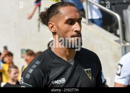 Aachen, Deutschland. 31. August 2024. Kevin Goden (Alemannia Aachen, 11), Porträt, Porträt, 31.08.2024, Aachen (Deutschland), Fussball, 3. Liga, Alemannia Aachen - Erzgebirge Aue, Fussball, 3. LIGA, ALEMANNIA AACHEN - ERZGEBIRGE AUE, DFB/DFL-VORSCHRIFTEN VERBIETEN DIE VERWENDUNG VON FOTOGRAFIEN ALS BILDSEQUENZEN UND/ODER QUASI-VIDEO. Quelle: dpa/Alamy Live News Stockfoto