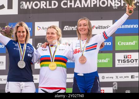 PAL Arinsal, Andorra: August 30 2024: Valentina Hoff von ÖSTERREICH, Tahnee Seagrave von GROSSBRITANNIEN und Myriam Nicole von FRANKREICH Myriam Nicole von FRAN Stockfoto