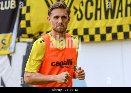 Aachen, Deutschland. 31. August 2024. Leandro Putaro (Alemannia Aachen, 17), Porträt, Porträt, 31.08.2024, Aachen (Deutschland), Fussball, 3. Liga, Alemannia Aachen - Erzgebirge Aue, Fussball, 3. LIGA, ALEMANNIA AACHEN - ERZGEBIRGE AUE, DFB/DFL-VORSCHRIFTEN VERBIETEN DIE VERWENDUNG VON FOTOGRAFIEN ALS BILDSEQUENZEN UND/ODER QUASI-VIDEO. Quelle: dpa/Alamy Live News Stockfoto