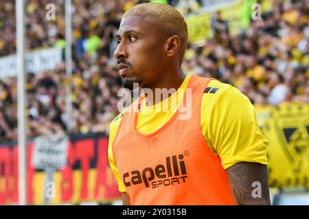 Aachen, Deutschland. 31. August 2024. Florian Heister (Alemannia Aachen, 19), Porträt, Porträt, 31.08.2024, Aachen (Deutschland), Fussball, 3. Liga, Alemannia Aachen - Erzgebirge Aue, Fussball, 3. LIGA, ALEMANNIA AACHEN - ERZGEBIRGE AUE, DFB/DFL-VORSCHRIFTEN VERBIETEN DIE VERWENDUNG VON FOTOGRAFIEN ALS BILDSEQUENZEN UND/ODER QUASI-VIDEO. Quelle: dpa/Alamy Live News Stockfoto