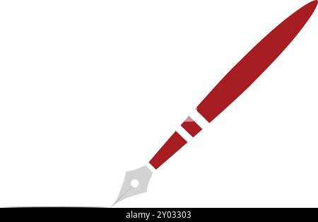 Luxuriöser roter Tintenstift mit Spitze, perfekt zum Unterzeichnen von Dokumenten in Geschäfts- und Büroumgebungen. Ideal für Kalligraphie, Bildung und Handschrift Stock Vektor