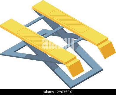 Hebebühne für Fahrzeuge. Symbol für isometrische Mechanikstation Stock Vektor