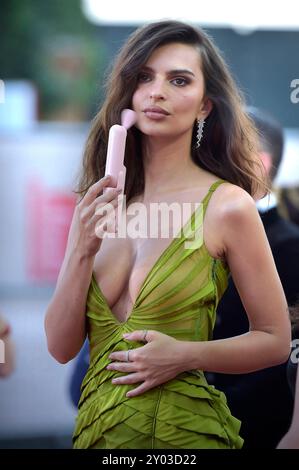 Venedig, Italien. 31. August 2024. Emily Ratajkowski besucht den roten Teppich des „Schlachtfeldes“ (Campo Di Battaglia) während des 81. Internationalen Filmfestivals von Venedig am Samstag, den 31. August 2024 in Venedig. Foto: Rocco Spaziani/UPI Credit: UPI/Alamy Live News Stockfoto