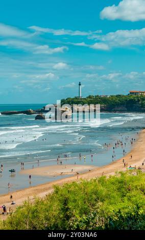 Der große Strand (La Grande Plage) in Biarritz, Frankreich Stockfoto