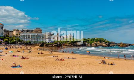 Der große Strand (La Grande Plage) in Biarritz, Frankreich Stockfoto