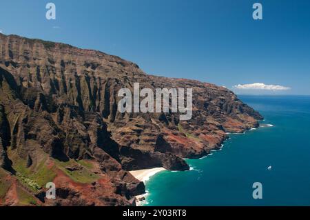 Hawaiis Na Pali Coast aus der Luft Stockfoto