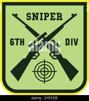 Sniper Division Emblem. Militärische Kampftruppe Patch Stock Vektor