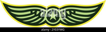 Air Force Emblem. Geflügelte Abzeichen mit Sternzeichen Stock Vektor