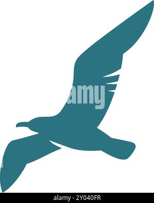 Logo der fliegenden Möwe. Einfaches Emblem des Meeresvogels Stock Vektor