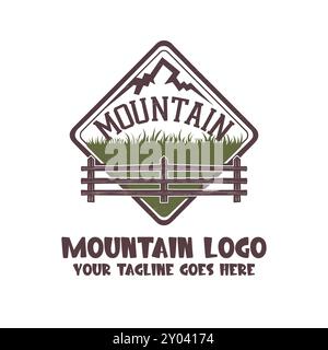 Mountain Logo, Logo-Design, Mountain Icon, Nature Logo, Minimalistischer Berg, Outdoor-Logo, Adventure-Logo, Mountain Range-Logo, Hiking-Logo Stock Vektor