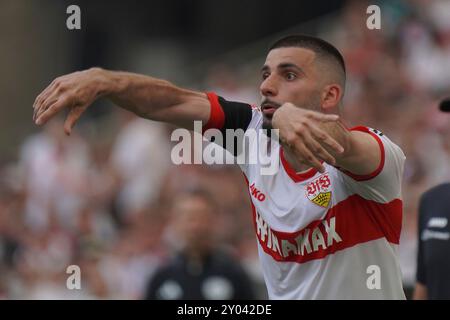 Deniz Undav (VfB Stuttgart) - VfB Stuttgart - 1.FSV Mainz 05 Bundesliga Saison 2024 25, Spieltag 2, VfB Stuttgart - 1. FC Mainz 05. Deutschland, Stuttgart, MHP Arena, 30.08.2024 (DFL DFB-VORSCHRIFTEN VERBIETEN DIE VERWENDUNG VON FOTOS als IAMGE-SEQUENZEN und/oder QUASI-VIDEO). Foto EIBNER/Günter Hofer Stockfoto