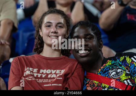 Harrison, USA. 31. August 2024. Fans von Red Bulls wurden während des regulären Saisonspiels der MLS gegen Philadelphia Union in der Red Bull Arena in Harrison, NJ am 31. August 2024 gesehen. Philadelphia gewann 2:0. (Foto: Lev Radin/SIPA USA) Credit: SIPA USA/Alamy Live News Stockfoto