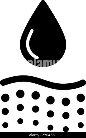 Symbol für Wasseraufnahmemittel. Symbol für tiefe Hydration der Haut. Gesichtspflegewirkung. Symbol für feuchtigkeitsspendende Haut. Wassertropfen absorbieren Schild. Vektordarstellung isoliert auf Stock Vektor