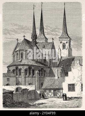 Kathedrale von Roskilde, Dänemark, Zeichnung von Emile Therond (1821-1883) aus der Reise nach Dänemark, 1860 von Jean-Marie Dargaud (1800-1866) Le Tour du Monde 1862 Stockfoto