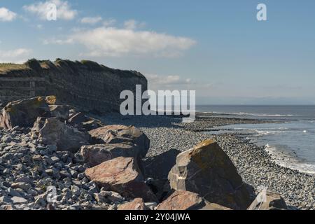 Lilstock Beach in Somerset, England, Großbritannien, mit Blick auf den Bristol Channel Stockfoto