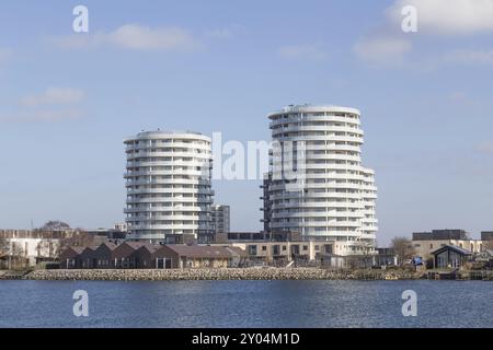 Kopenhagen, Dänemark, 17. März 2016: Neu gebaute moderne Appartements im Distrikt Islands Brygge, Europa Stockfoto