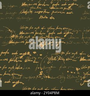 Handgeschriebene, unleserliche Texttinte, Spritzer, nahtloses Vintage-Muster Stock Vektor