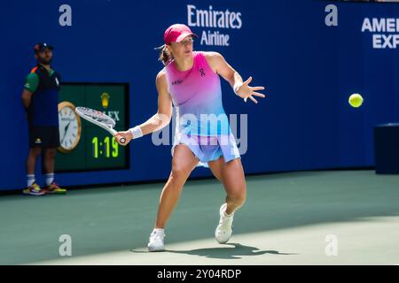 IgA Swiatek (POL) tritt in Runde 1 der US Open Tennis 2024 an. Stockfoto
