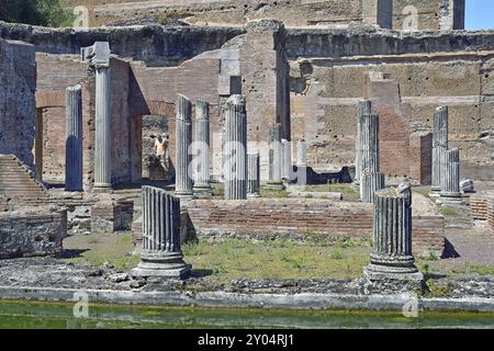 Teatro Maritimo, Fragment, Villa Adriana in Tivoli, Latium, Italien, Wasser, Säulen, Mauer bleibt, Europa Stockfoto