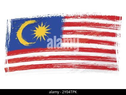 Die Nationalflagge Malaysias wurde im Grunge-Stil kreiert Stockfoto