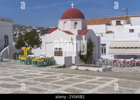 Restaurant in der Altstadt, Mykonos Stadt oder Chora, Altstadt, Mykonos, Kykladen, Griechenland, Europa Stockfoto