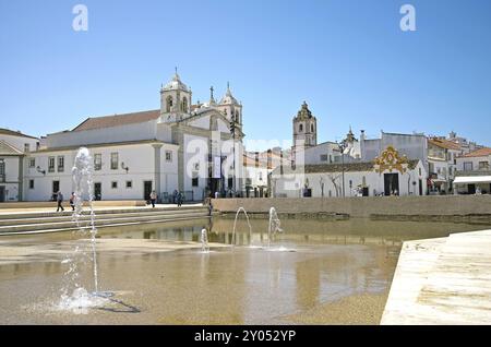 Platz der Republik im historischen Zentrum von Lagos, Platz der Republik Portugal im historischen Zentrum von Lagos, Portugal, Europa Stockfoto