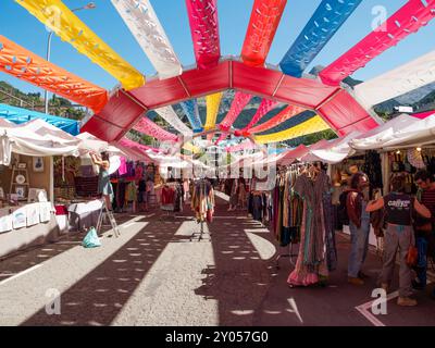 Der Weltmarkt in Sallent de Gallego, Huesca. Lanuza Huesca South Pyrenäen Festival. pyrenäen Festivals Stockfoto