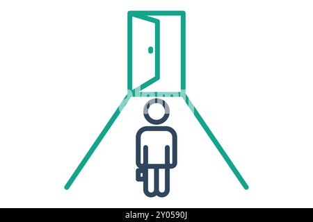 Symbol „Vertriebschancen“. Liniensymbolstil. Öffnen Sie die Tür mit einer Person. Symbol für SWOT. Vektorillustration für Geschäftselemente Stock Vektor