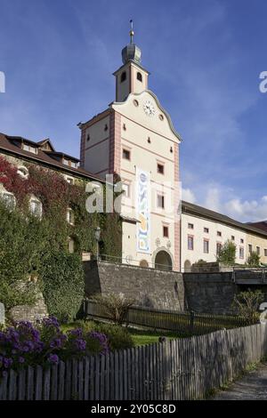 Stadtturm der mittelalterlichen Stadt Gmuend in Kärnten, Kärnten, Österreich, Europa Stockfoto