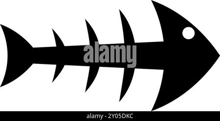 Skelett des Fischknochens Silhouette Meeresfrüchte Konzept Fischknochen Symbol schwarze Farbe Vektor Illustration Bild flache Art einfach Stock Vektor
