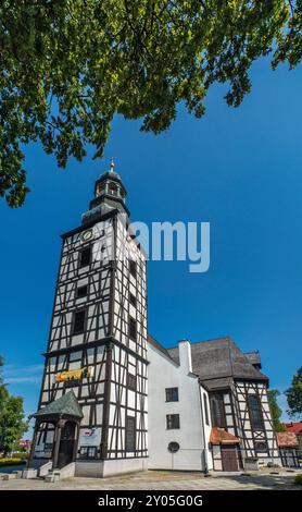 St. Andrew Bobola Kirche, 1714, römisch-katholisch, ehemals evangelisch, Fachwerk, in Milicz, Barycz River Valley, Niederschlesien, Polen Stockfoto