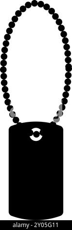 Hund Tag Militär Soldat Tiermarken für Kragen mit Kette Symbol schwarz Farbe Vektor Illustration Bild flach Stil einfach Stock Vektor