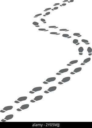Laufweg. Schwarze Schuhabdrücke isolierte Silhouetten auf weißem Hintergrund Stock Vektor