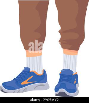 Männliche Beine in Sneakers. Moderne Schuhe. Cartoon-Person auf weißem Hintergrund isoliert Stock Vektor