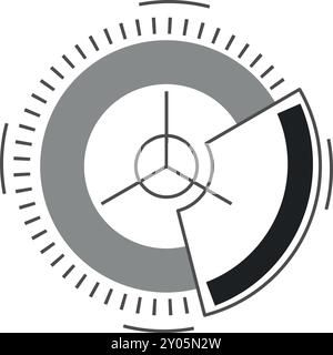 Oberfläche mit rundem Fokus. Digitales Ziel. Technisches Fadenkreuz isoliert auf weißem Hintergrund Stock Vektor