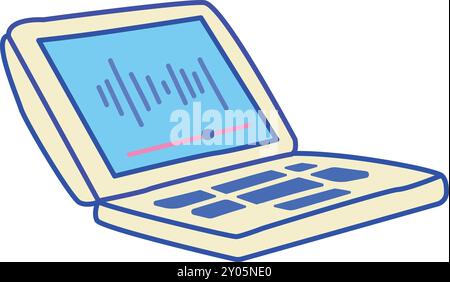 Laptop-Farbsymbol. Netter handgezeichneter Computer isoliert auf weißem Hintergrund Stock Vektor