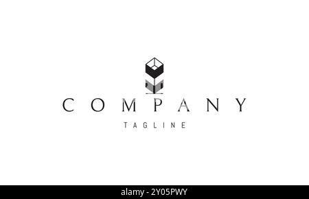 Vektorlogo mit einem abstrakten Bild einer Blume, die aus Boxen erstellt wurde. Stock Vektor