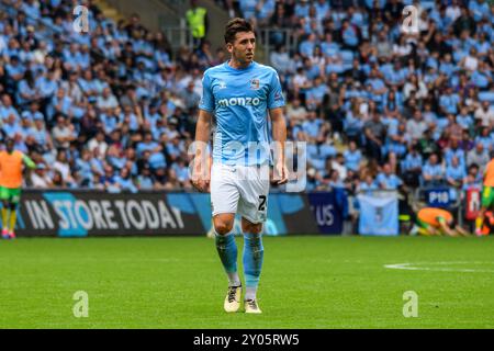 Coventry, Großbritannien. 31. August 2024. Coventry City Verteidiger Luis Binks (2) während des Coventry City FC gegen Norwich City FC SKY Bet EFL Championship Matches in der Coventry Building Society Arena, Coventry, England, Großbritannien am 31. August 2024 Credit: Every Second Media/Alamy Live News Stockfoto