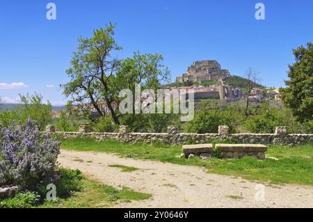 Die alte mittelalterliche Stadt Morella, Castellon in Spanien, die alte mittelalterliche Stadt Morella, Castellon in Spanien Stockfoto