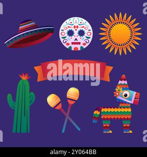 Vektor-Gradienten-Cinco de Mayo-Zelebrierelement Stock Vektor
