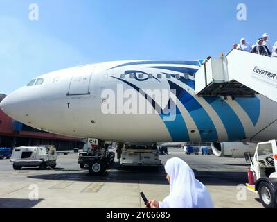 Kairo, Ägypten, 29. Juni 2024: Egypt Air ist das staatliche Flaggenflugzeug Ägyptens mit Hauptsitz in Cairo International Ai Stockfoto