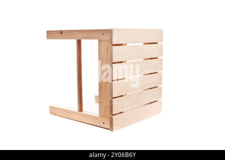 Vintage Holzhocker isoliert auf weißem Hintergrund Stockfoto