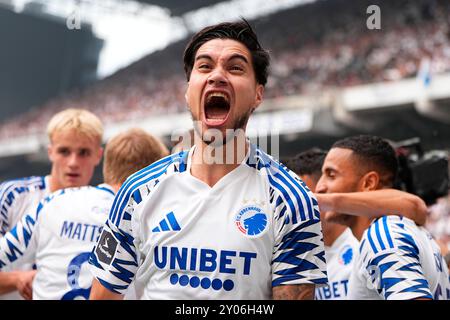 Kopenhagen, Dänemark. September 2024. Superliga-Spiel zwischen dem FC Kopenhagen und Broendby IF in Parken in Kopenhagen Sonntag, 1. September 2024. (Foto: Mads Claus Rasmussen/Scanpix 2024) Credit: Ritzau/Alamy Live News Stockfoto