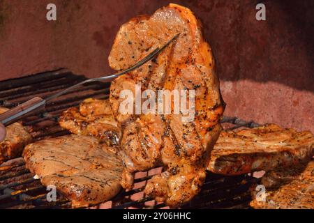 Schweinefleisch auf dem Grill Stockfoto