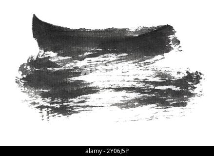 Abstrakte Pinselstriche mit schwarzer Kalligraphietinte auf weißem Reispapier Stockfoto