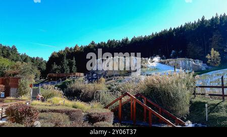 Egerszalok, Salzhügel Ungarn. Thermalwasser. Thermalwasserbecken in Egerszalok Stockfoto