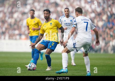 Kopenhagen, Dänemark. September 2024. Superliga-Spiel zwischen dem FC Kopenhagen und Broendby IF in Parken in Kopenhagen Sonntag, 1. September 2024. (Foto: Mads Claus Rasmussen/Scanpix 2024) Credit: Ritzau/Alamy Live News Stockfoto